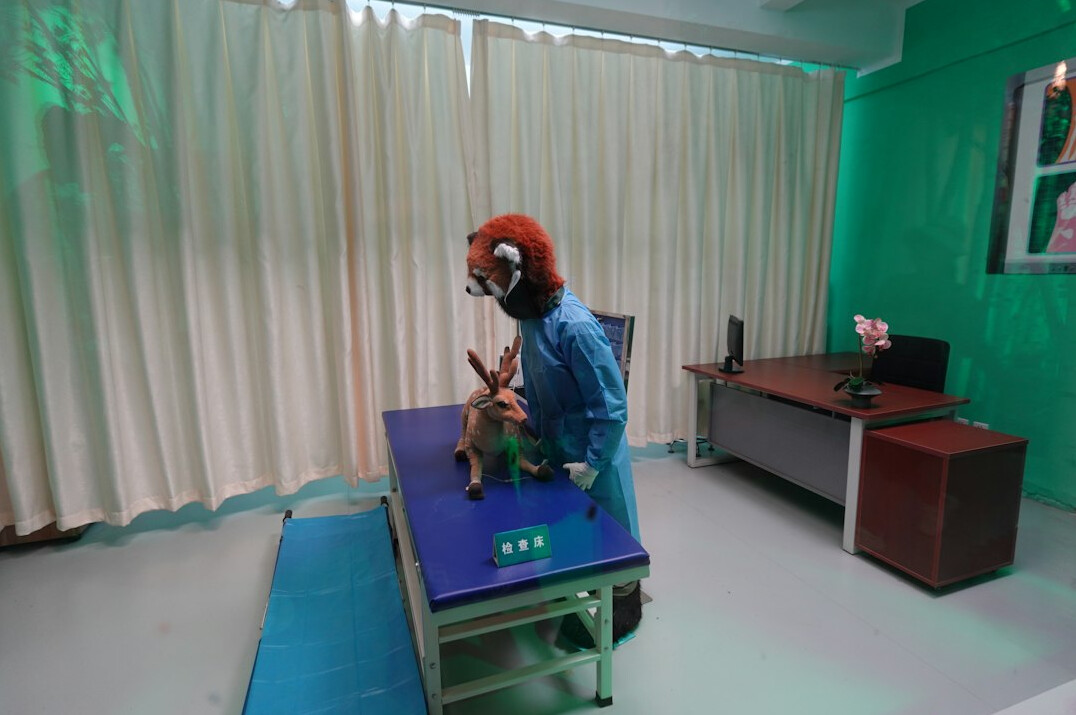 Medical training mannequin and equipment on a table